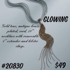 Premeir Designs Gold Tone Antique Brass "Glowing" Necklace, NWT